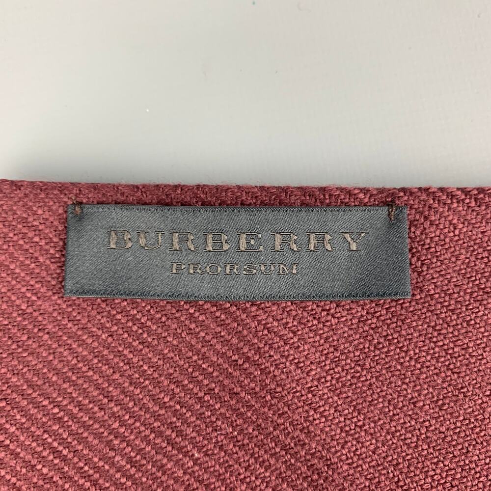 BURBERRY PRORSUM Burgundy White Heart Silk Wool Scarf - Picture 4 of 4